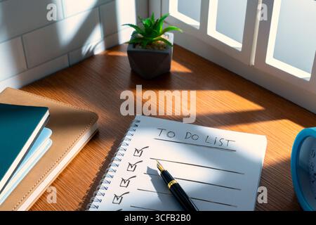 A notebook with "TO DO LIST" written on it. Productivity, time management, daily tasks concept. Stock Photo