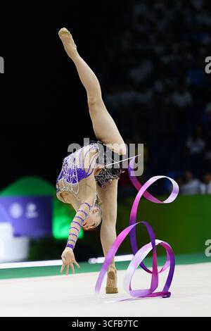 Qulification Ribbon Emmi Piiroinen (Finland), Qualification Ribbon during the 2025 Rhythmic ...