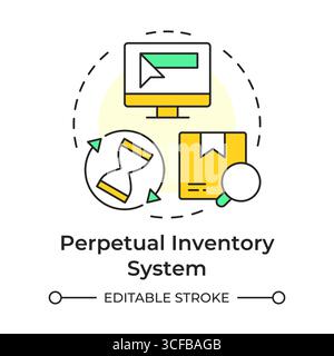 Perpetual inventory system multi color concept icon Stock Vector