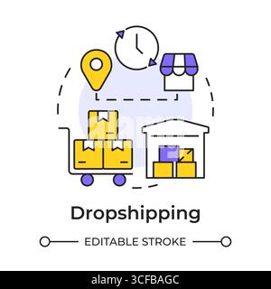 Dropshipping multi color concept icon Stock Vector