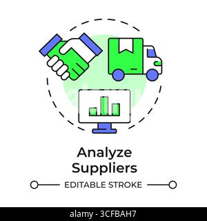 Analyze suppliers multi color concept icon Stock Vector