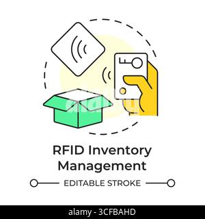 RFID inventory management multi color concept icon Stock Vector