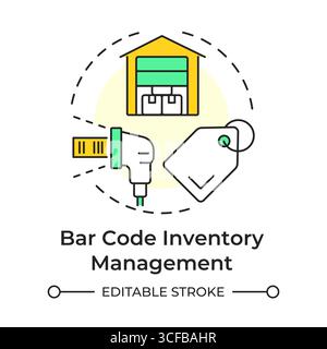 Barcode inventory management multi color concept icon Stock Vector