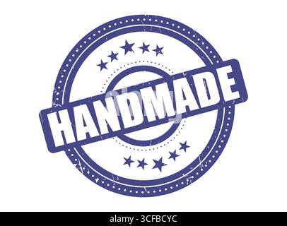 A HANDMADE Rubber Stamp Seal with a Dotted Circle Stock Vector