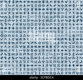 The seamless blue pixel background with arrows. Stock Vector