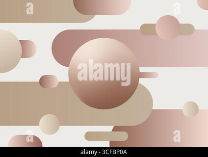 pastel abstract background with floating spheres and rounded rectangles in muted pink beige and brown tones minimal design smooth gradient stylish mod Stock Vector