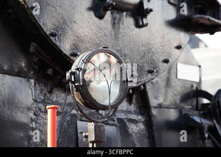 headlights on an old train, close-up Stock Photo