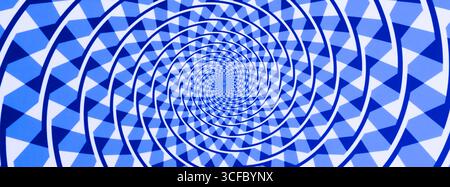 Optical illusion. 3d abstract background, geometric circle, blue Stock Photo