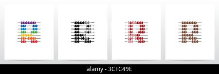 Abacus Forming Letter Logo Design R Stock Vector