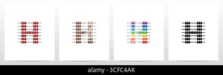 Abacus Forming Letter Logo Design H Stock Vector