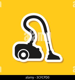 Vacuum cleaner sticker icon in flat style. Equipment for house cleaning vector illustration on isolated background. Clean machine sign business concep Stock Vector