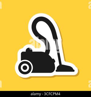 Vacuum cleaner sticker icon in flat style. Equipment for house cleaning vector illustration on isolated background. Clean machine sign business concep Stock Vector