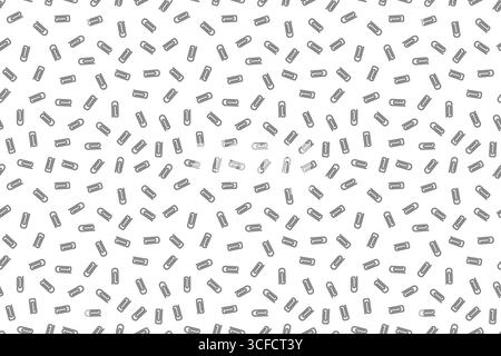Coloring page of seamless pattern with push pins, paper clips and thumbtacks. For entertaining kids, back to school, education black and white printab Stock Vector