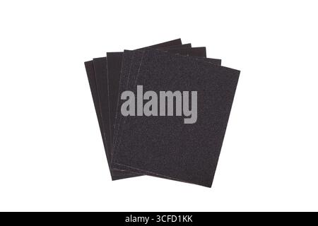 Sheets of black sandpapers isolated on a white background Stock Photo