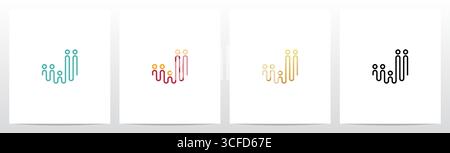 Abstract People Lines Letter Logo Design J Stock Vector