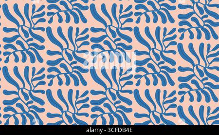 Colorful groovy seamless pattern in retro hippie style with floral motifs. Matisse inspired flat cartoon flowers for modern creative projects, textile Stock Vector