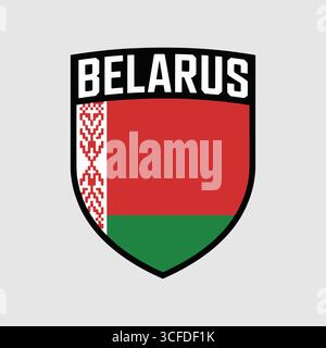 Belarus National Emblem Shield with Flag Design Stock Vector