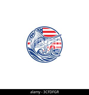 Marina fish logo icon flat vector design Stock Vector