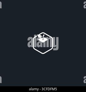 Apple box logo icon flat vector design Stock Vector