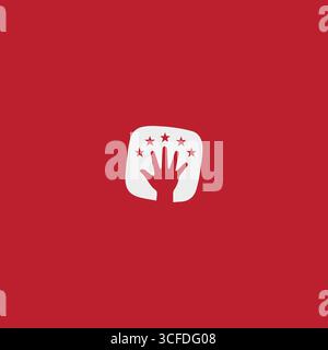 Hand with star logo icon flat vector design Stock Vector