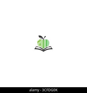 Apple book logo icon flat vector design Stock Vector