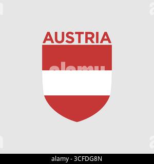Austria National Emblem Shield with Red and White Stripes Stock Vector