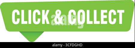 click & collect sticker. click & collect green sign isolated on transpatent background Stock Vector