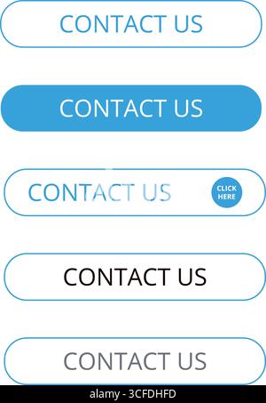 Simple white and blue contact us button on a white background Stock Vector