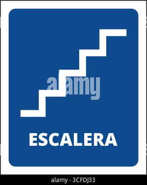 A blue escalera sign on a white background (trad. stairway) Stock Vector