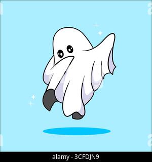 Cute Ghost Boo in Dabbing Style Vector Illustration Cartoon Design Stock Vector