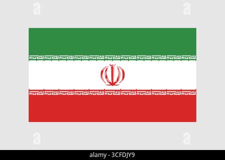 Iran National Flag with Green, White, and Red Stripes and Emblem Stock Vector
