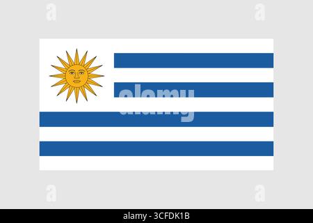 Uruguay National Flag with Sun and Blue Stripes Stock Vector