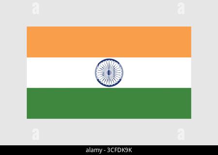 India National Flag with Orange, White, Green, and Ashoka Chakra Stock Vector