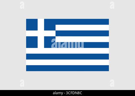Greece National Flag with Blue and White Stripes Stock Vector