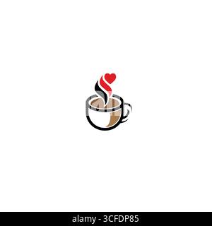 Love coffee logo icon flat vector design Stock Vector