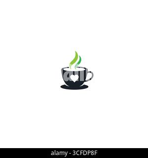 Love coffee logo icon flat vector design Stock Vector