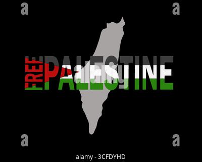 Free Palestine lettering design. Flag of the country of Palestine. Stock Vector