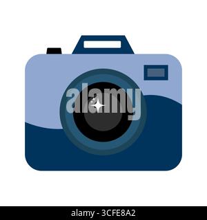 Flat Design Photo Camera Icon Illustration. Ideal for photography projects, travel themes, media design, apps, websites and creative branding. Stock Vector