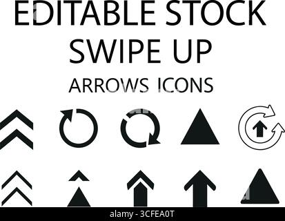Essential swipe up arrow icons perfect for web design projects and social media marketing campaigns needing call to action graphics Stock Vector
