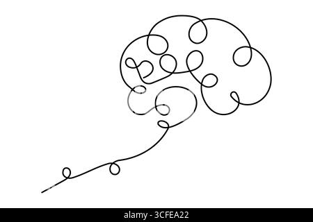 Continuous one line drawing of human brain organ, Brain for psychology, idea and intelligence concept in One line draw illustration. Stock Vector