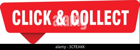 click & collect sign. click & collect red sticker isolated on transpatent background Stock Vector