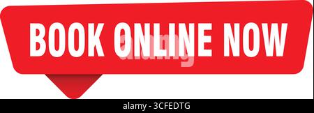 book online now sign. book online now red sticker isolated on transpatent background Stock Vector