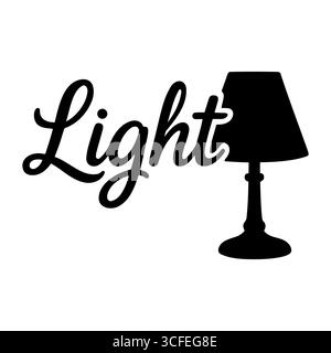 Light lamp silhouette, minimal script word art for home decor Stock Vector