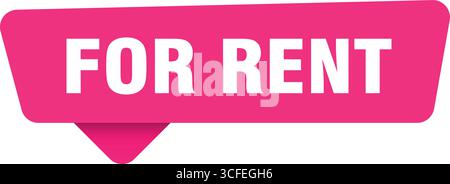 for rent sign. for rent magenta sticker isolated on transpatent background Stock Vector