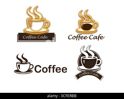 Coffee shop logo. premium coffee shop or coffee brand symbol icon & Vector. Stock Vector