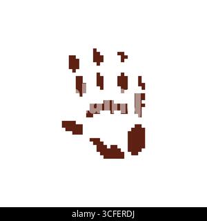 Pixel handprint icon in mosaic style for game design, survival themes, or creative projects Stock Vector
