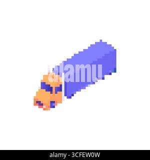 Mosaic pixel art truck icon captures retro pixelated style in bright orange and purple design Stock Vector