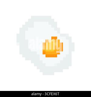 Mosaic pixel-style icon of a retro pixel fried egg in vibrant 8 bit game art design Stock Vector
