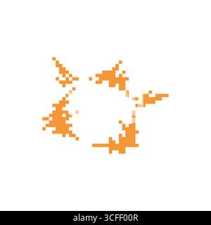 Mosaic pixel style orange fire symbol with retro 8 bit game design elements Stock Vector