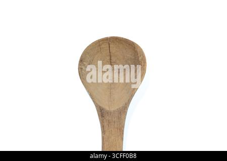 wooden ladle on a white background Stock Photo